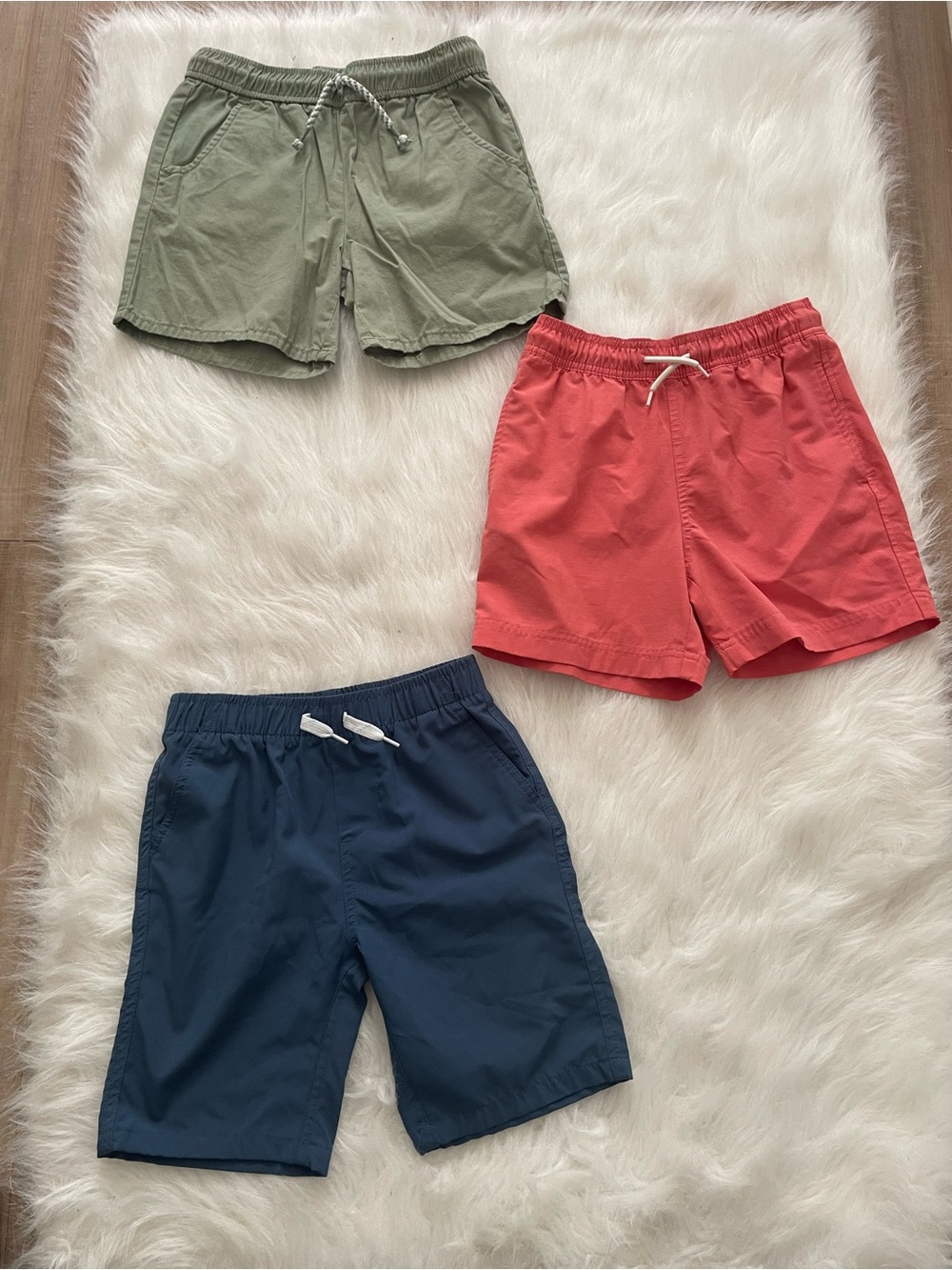 👦🏼Bundle -Three Pack Casual Drawstring Shorts - Olive, Coral, Navy